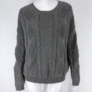 NWOT OLIVE & OAK GRAY COTTON CREW NECK SWEATER M